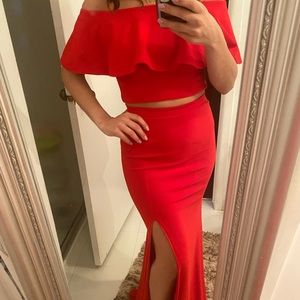 2 piece Formal Red Dress